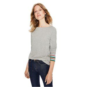Boden Long Sleeve Crew Neck Tee Long Sleeve Heather Gray Cotton Blend Casual S